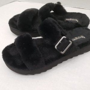 Koolaburra by UGG Black Fur Slipper Sandals 10